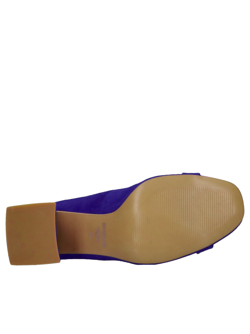 Cobalt blue pumps with thick heels, blue high-heeled shoes, elegant pumps