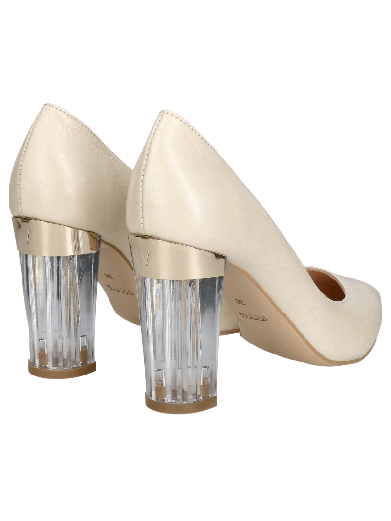 Unique pumps with transparent heels, beige pumps with comfortable block heels