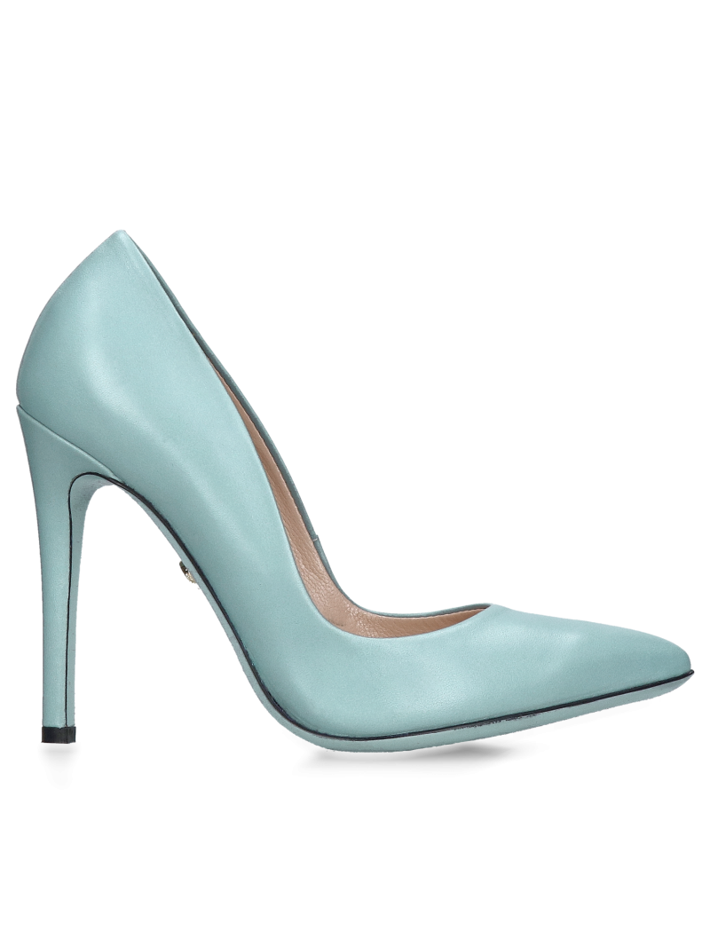 High blue stilettos with leather soles, luxury stilettos with blue soles