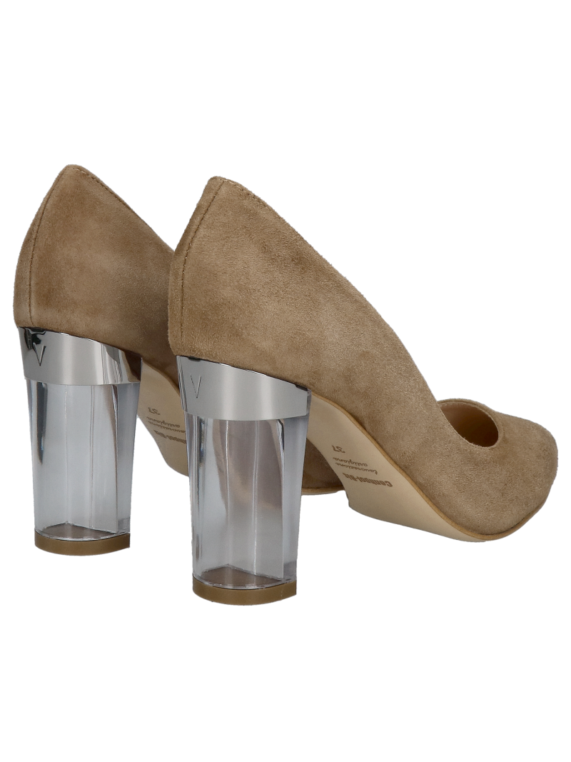 Suede pumps with high heels, women's pumps in brown suede