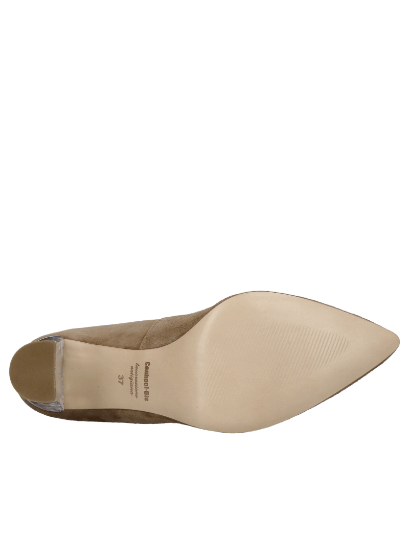 Suede pumps with high heels, women's pumps in brown suede