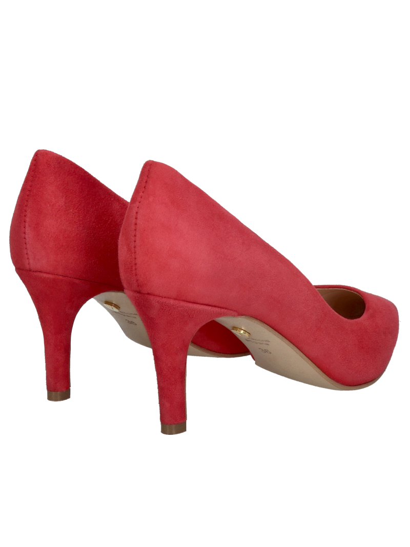 Comfortable suede pumps, red 7 cm stiletto heels in suede with a low heel to go with a dress