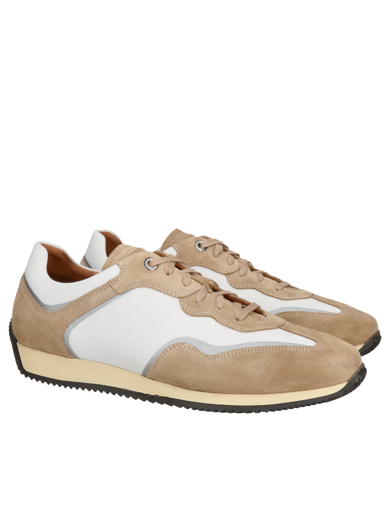 Men's sports sneakers made of suede leather and lightweight white fabric