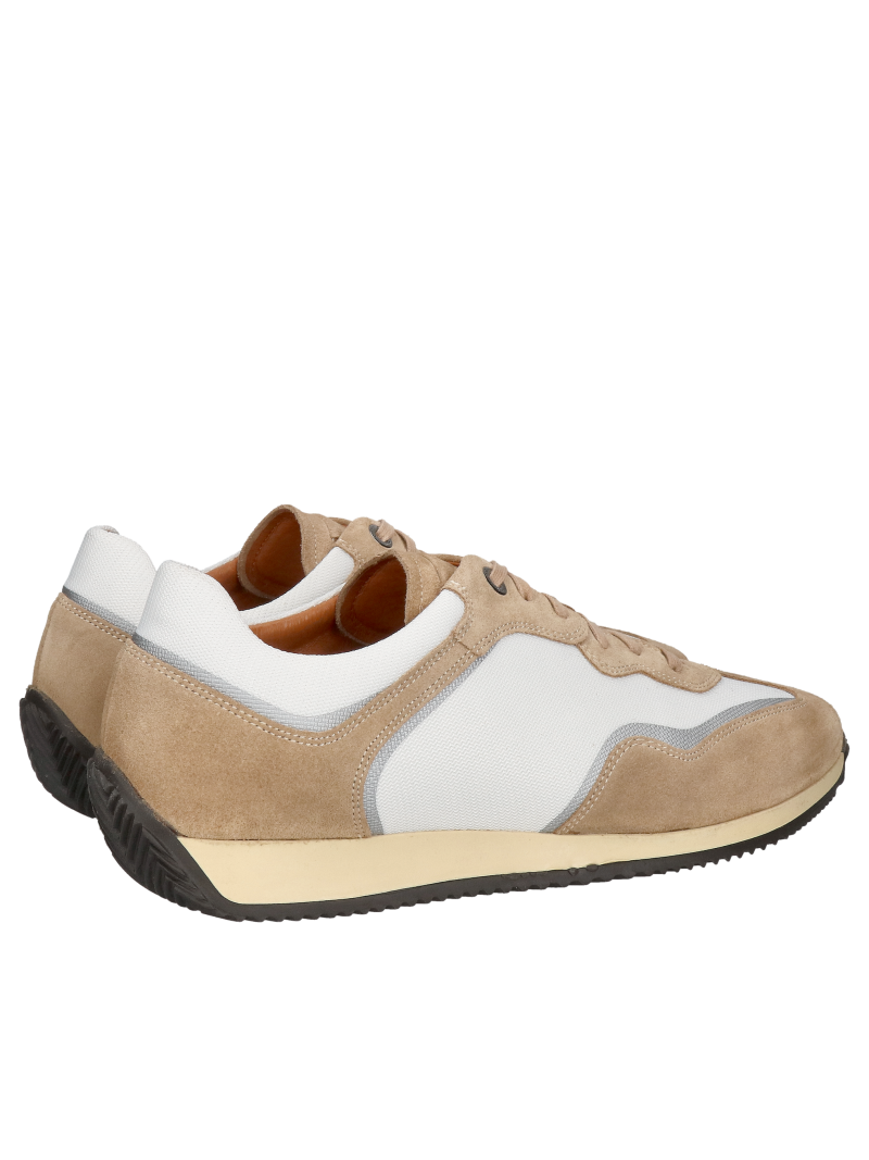 Men's sports sneakers made of suede leather and lightweight white fabric