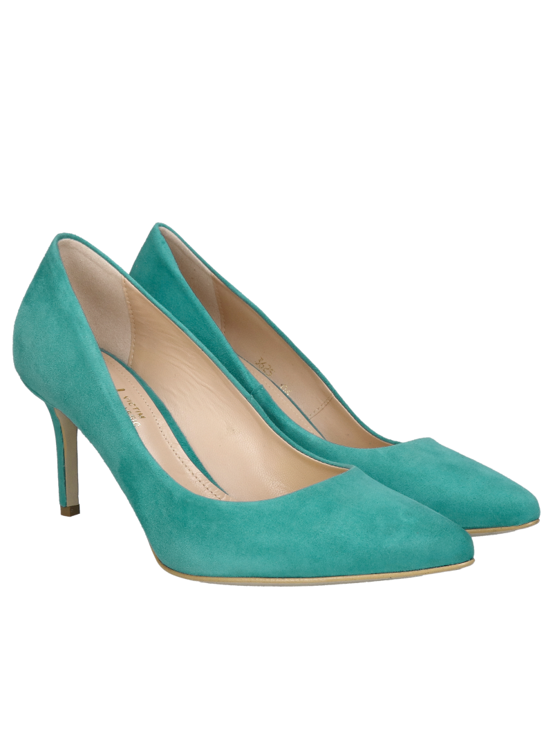 Suede leather high heels, comfortable pointed-toe pumps with low heels