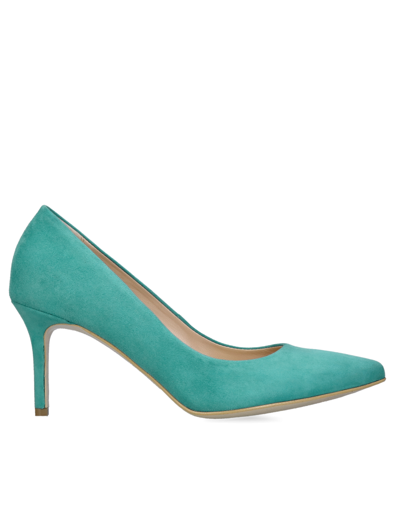 Suede leather high heels, comfortable pointed-toe pumps with low heels