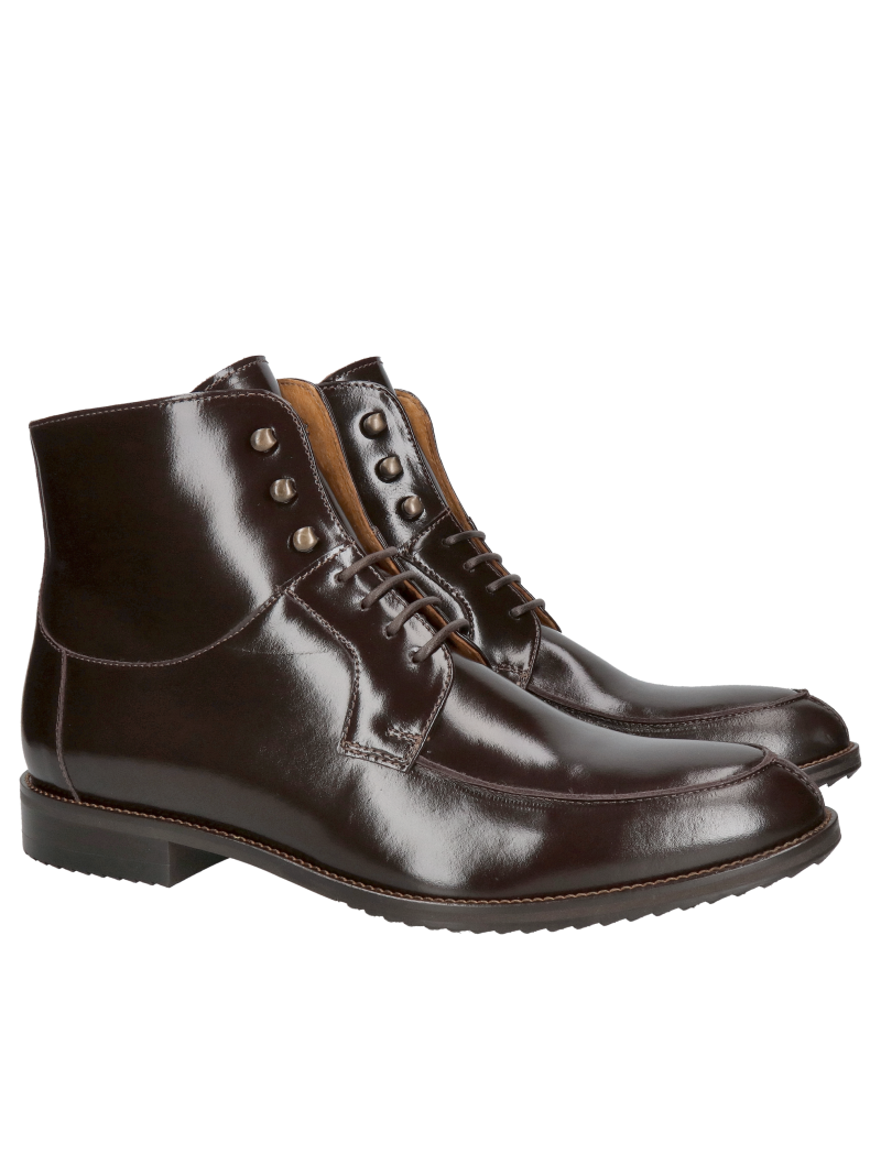 Brown men's boots, unlined, for the office, everyday wear, elegant men's ankle boots, unlined boots, Konopka Shoes