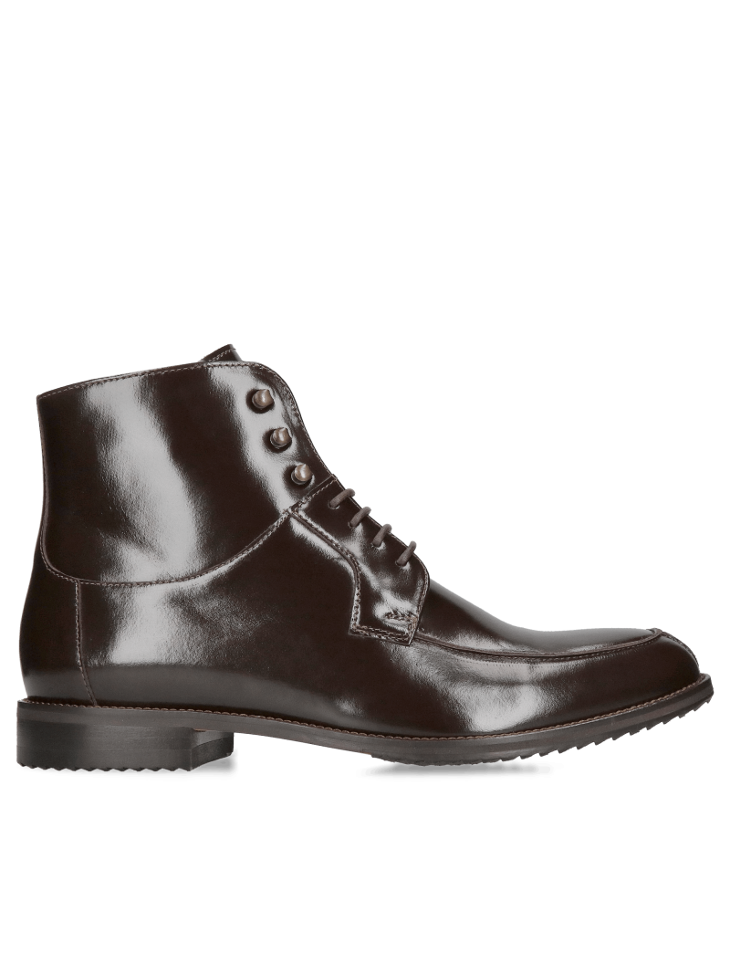 Brown men's boots, unlined, for the office, everyday wear, elegant men's ankle boots, unlined boots, Konopka Shoes