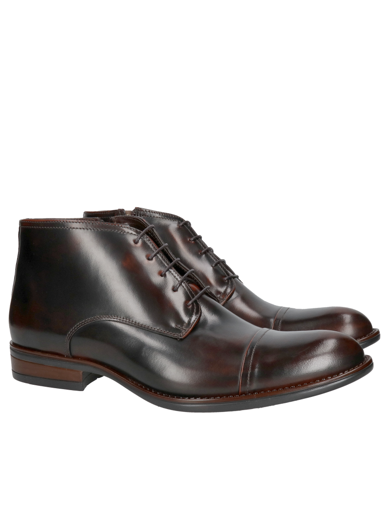 Elegant brown insulated dress shoes, men's dress boots, Conhpol, Konopka Shoes, CKX0119-01