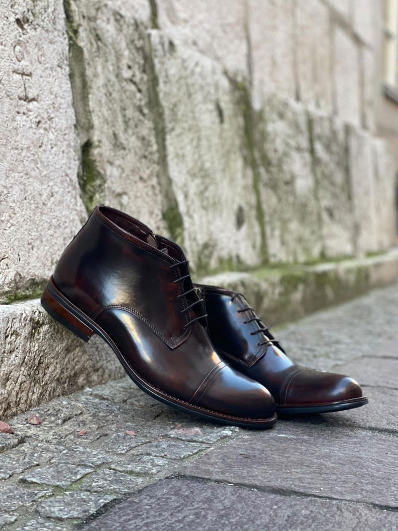 Elegant brown insulated dress shoes, men's dress boots, Conhpol, Konopka Shoes, CKX0119-01