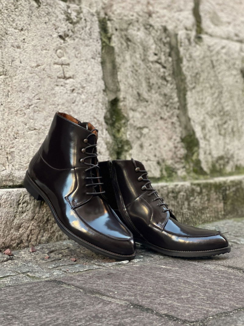 Brown men's boots, unlined, for the office, everyday wear, elegant men's ankle boots, unlined boots, Konopka Shoes