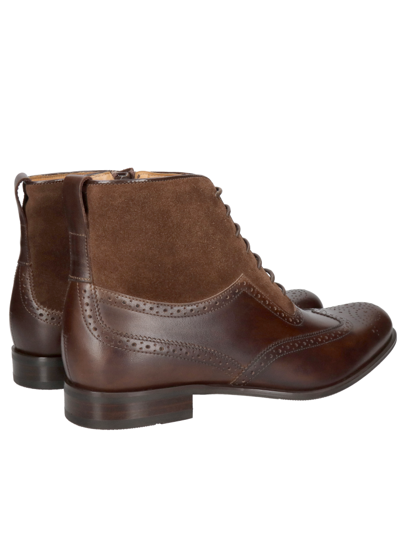 Elegant men's boots made of natural leather in dark brown, Konopka Shoes