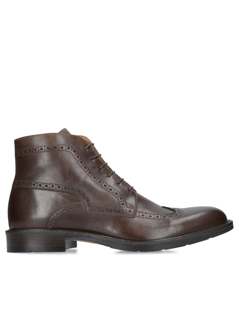 Men's unlined boots with zippers, men's leather boots in dark brown, Konopka Shoes