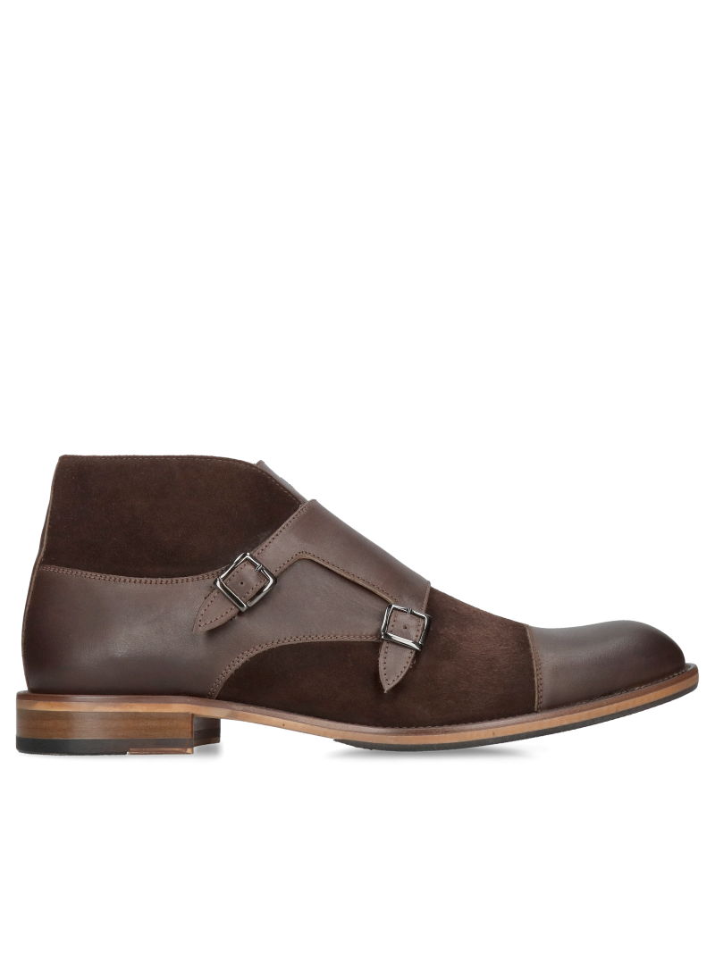 Men's unlined monki boots, high-quality suede combined with grain leather