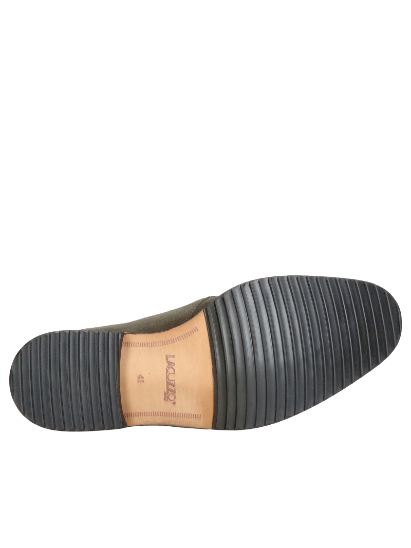 Dark green suede men's boots, men's leather boots without zippers