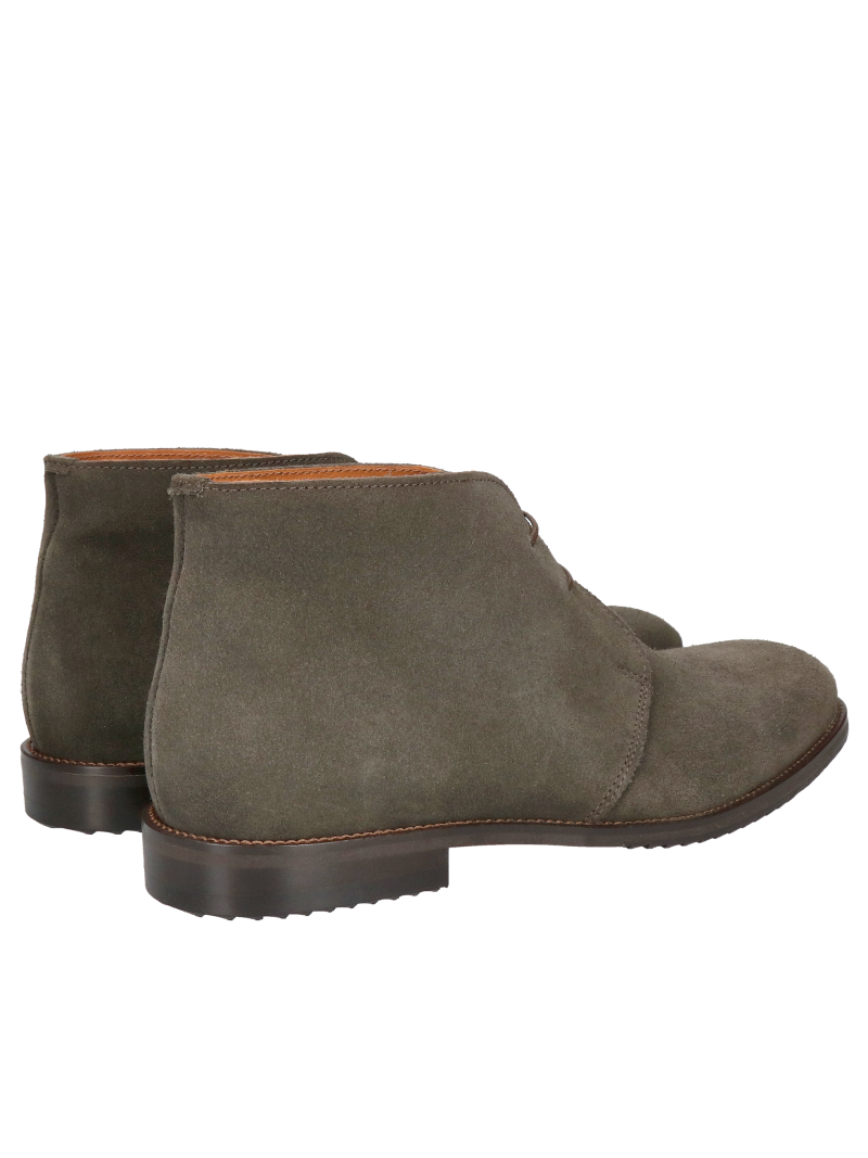 Dark green suede men's boots, men's leather boots without zippers