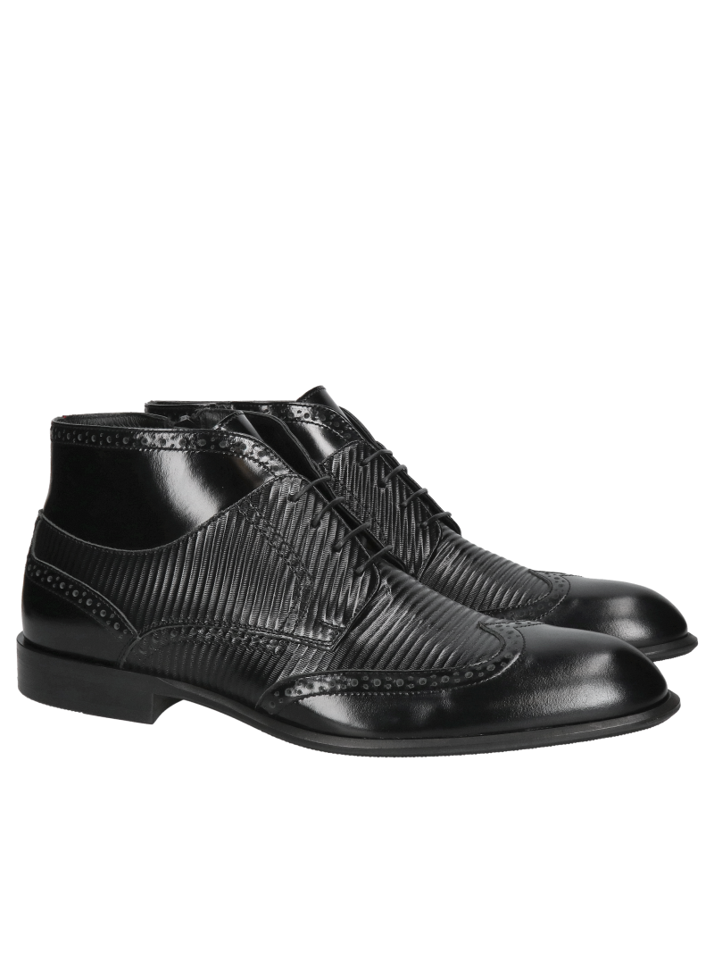 Unique Conhpol men's boots, lace-up black men's ankle boots