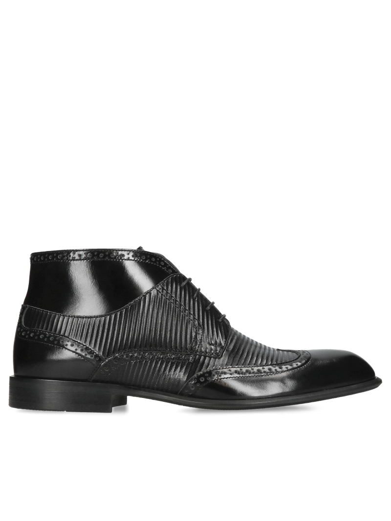 Unique Conhpol men's boots, lace-up black men's ankle boots