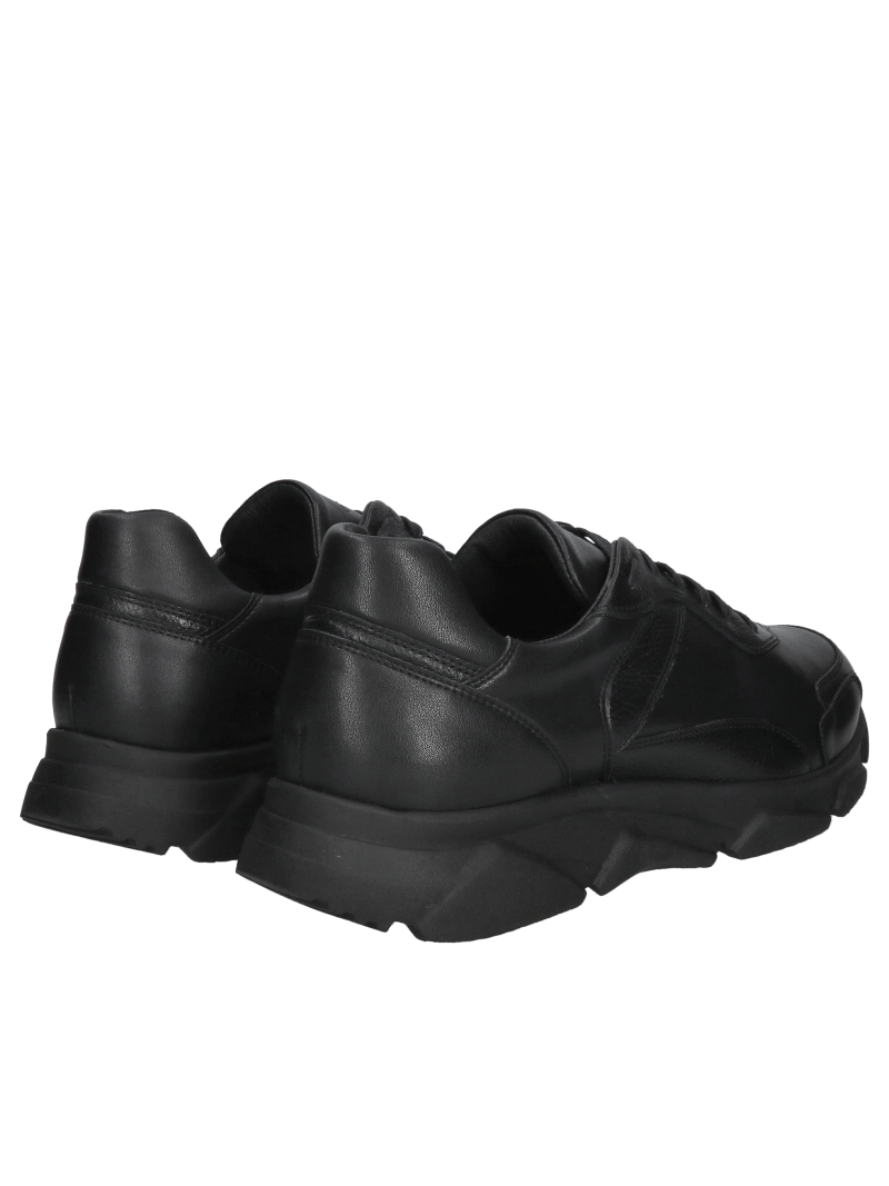 Men's black sneakers with black soles, unique design and workmanship