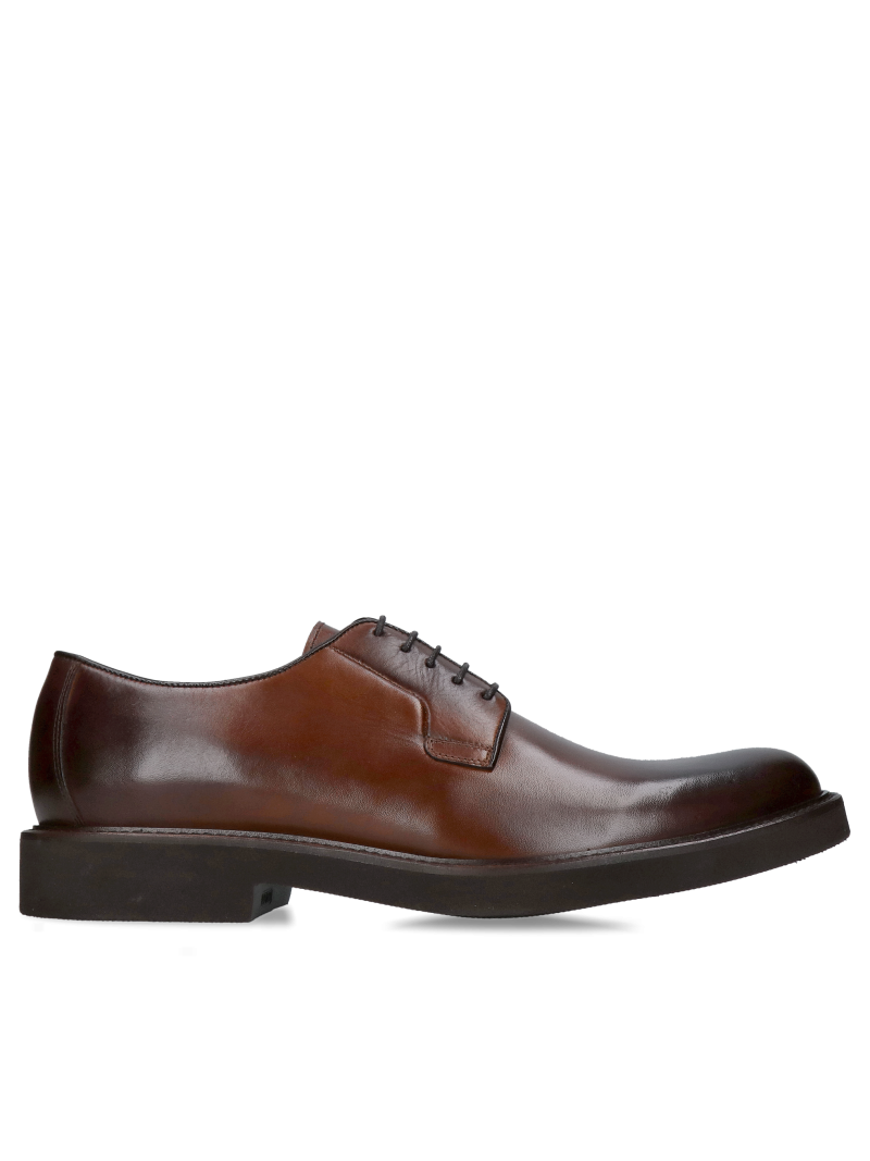 Men's smart casual lace-up shoes, brown men's shoes with thick soles