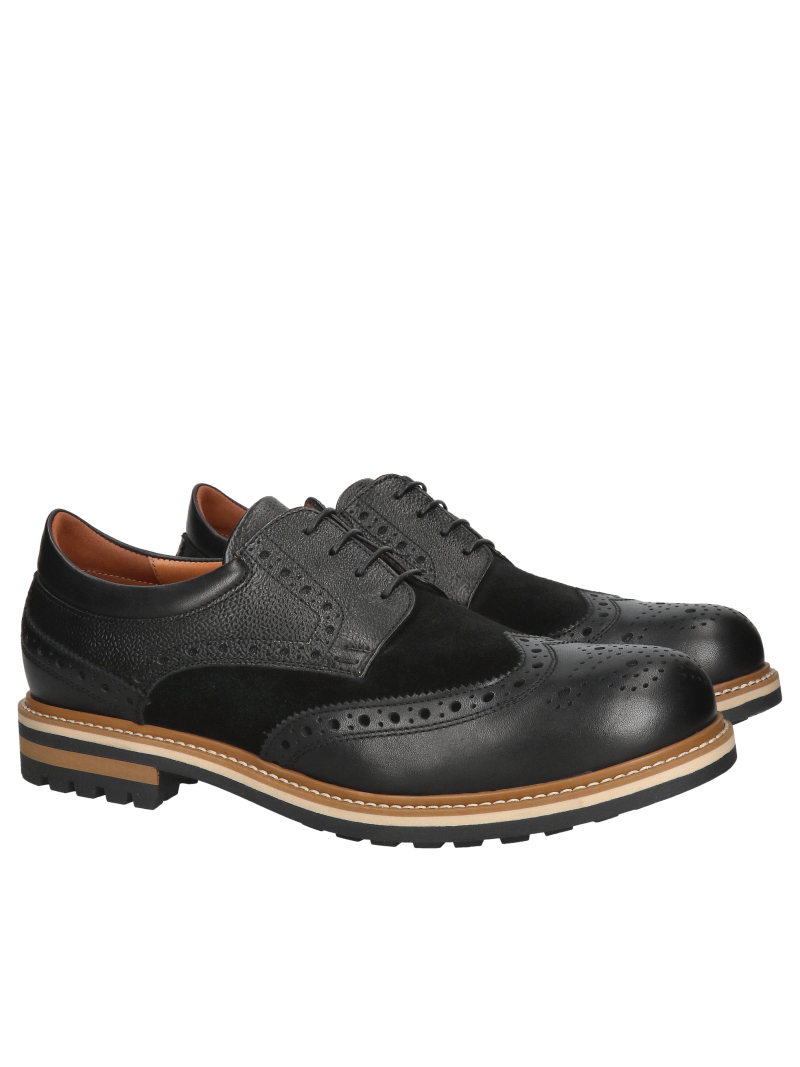 Original men's leather shoes, everyday lace-up shoes made of high-quality materials from a Polish manufacturer