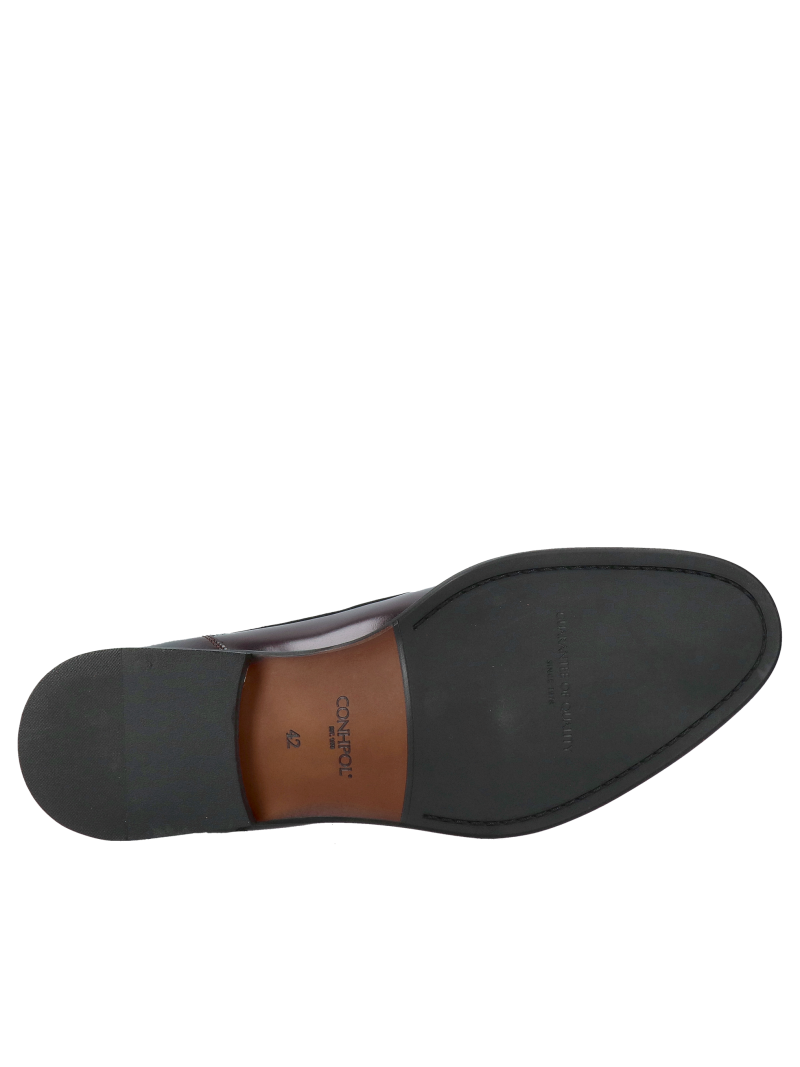 Formal burgundy men's shoes for a suit, elegant derbies made of natural leather