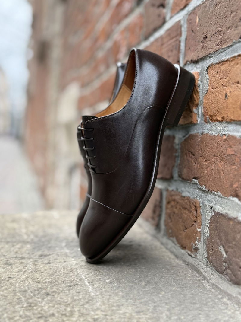 Elegant men's oxfords in dark brown, formal men's shoes for a suit, Konopka Shoes