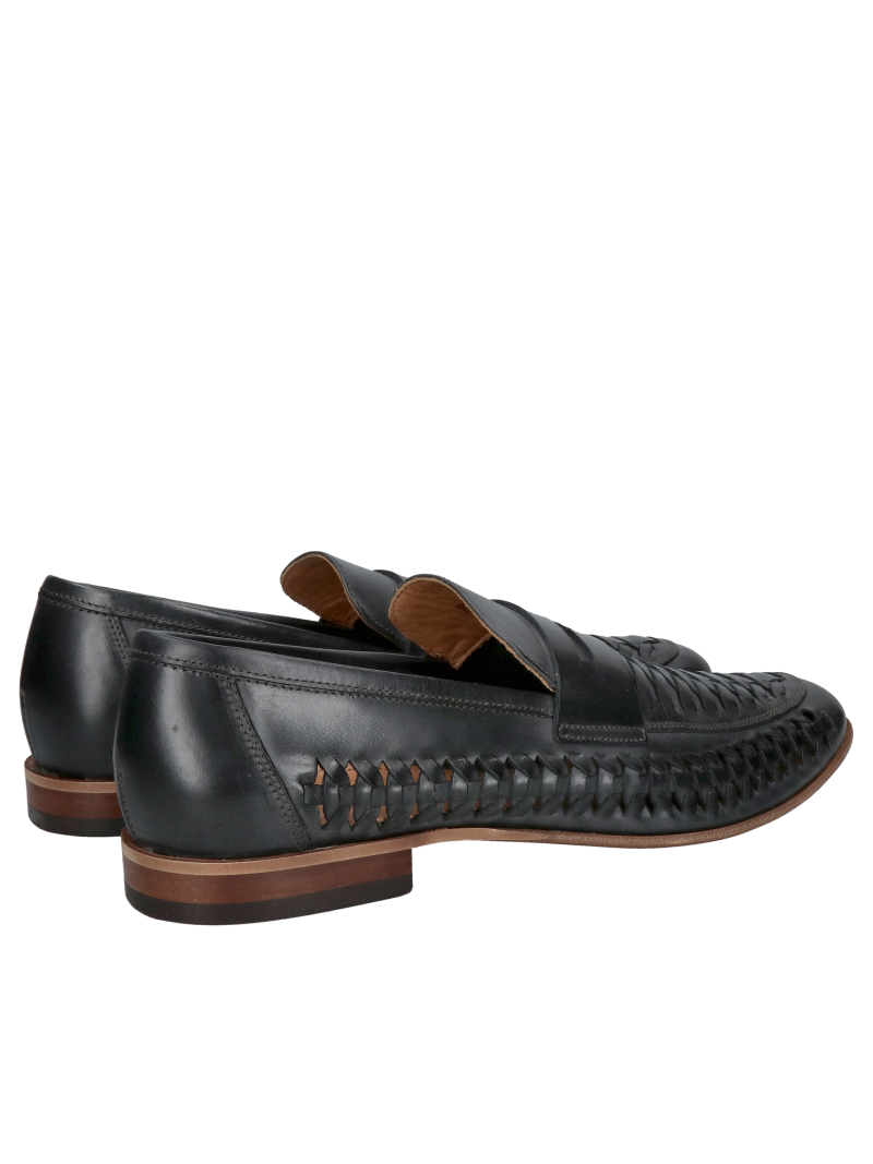 Hand-woven Conhpol shoes made of soft grain leather. Men's woven loafers.