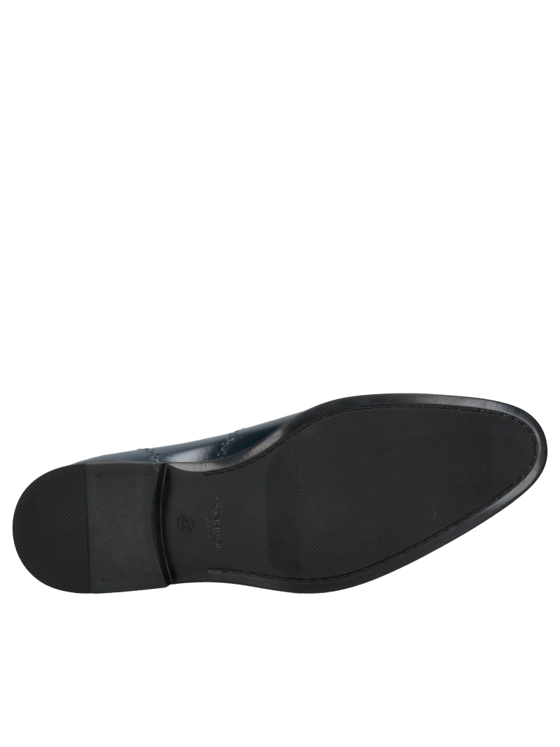 Elegant men's leather shoes, navy blue men's loafers for a suit, Konopka Shoes