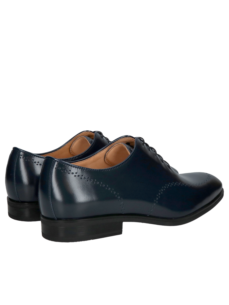 Elegant men's leather shoes, navy blue men's loafers for a suit, Konopka Shoes