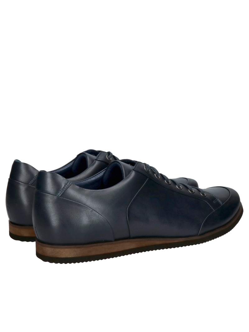 Navy blue men's everyday shoes, comfort and convenience from a Polish manufacturer