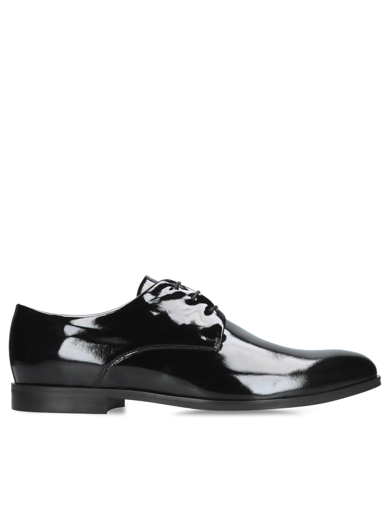 Black men's patent leather shoes for tuxedos, elegant and comfortable men's shoes, Konopka Shoes