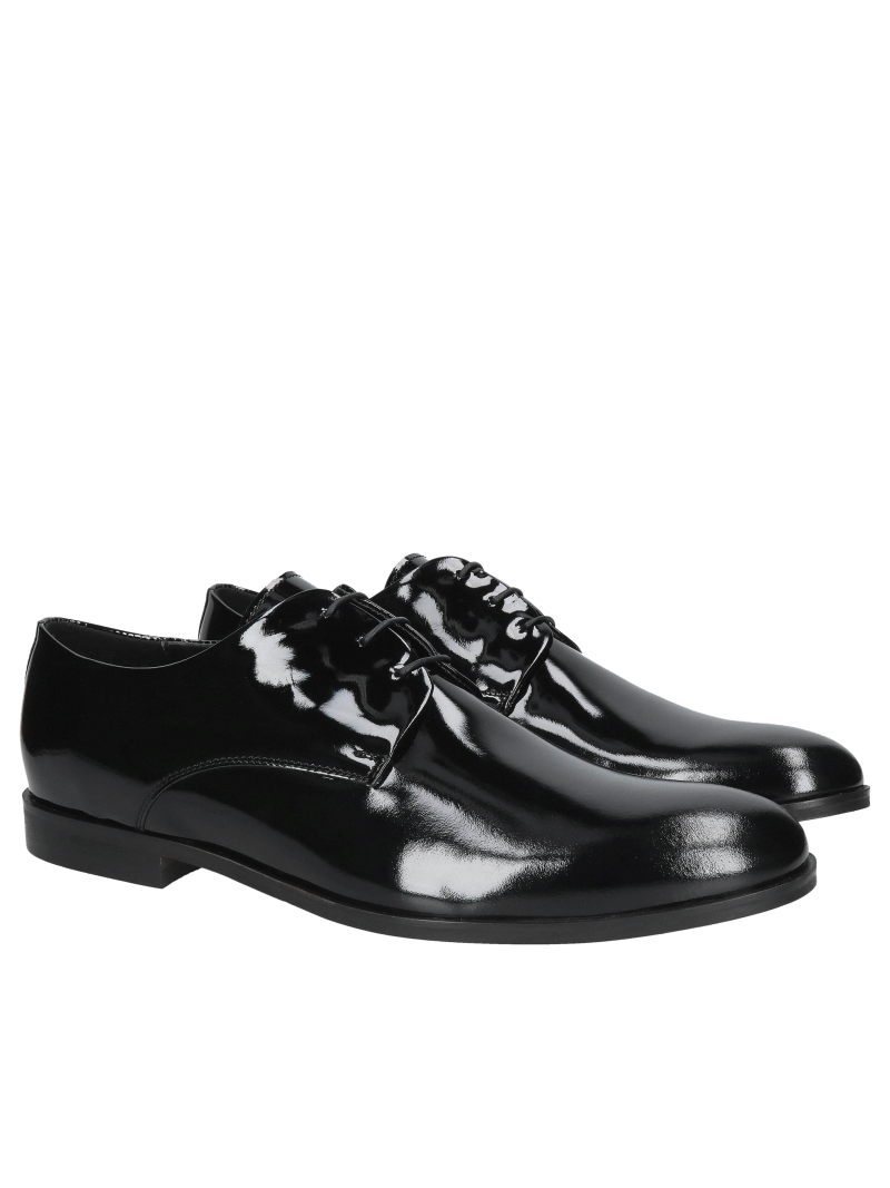 Black men's patent leather shoes for tuxedos, elegant and comfortable men's shoes, Konopka Shoes