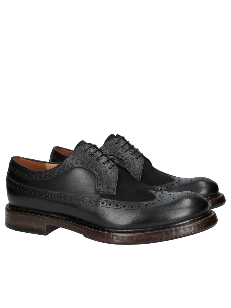 Men's lace-up leather shoes, casual men's shoes with thick soles from Polish manufacturer Conhpol