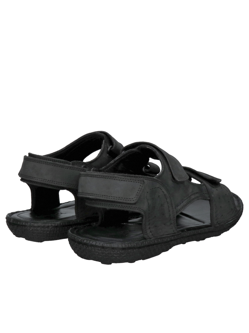 Soft men's black sandals for warm days, comfortable leather sandals made of leather