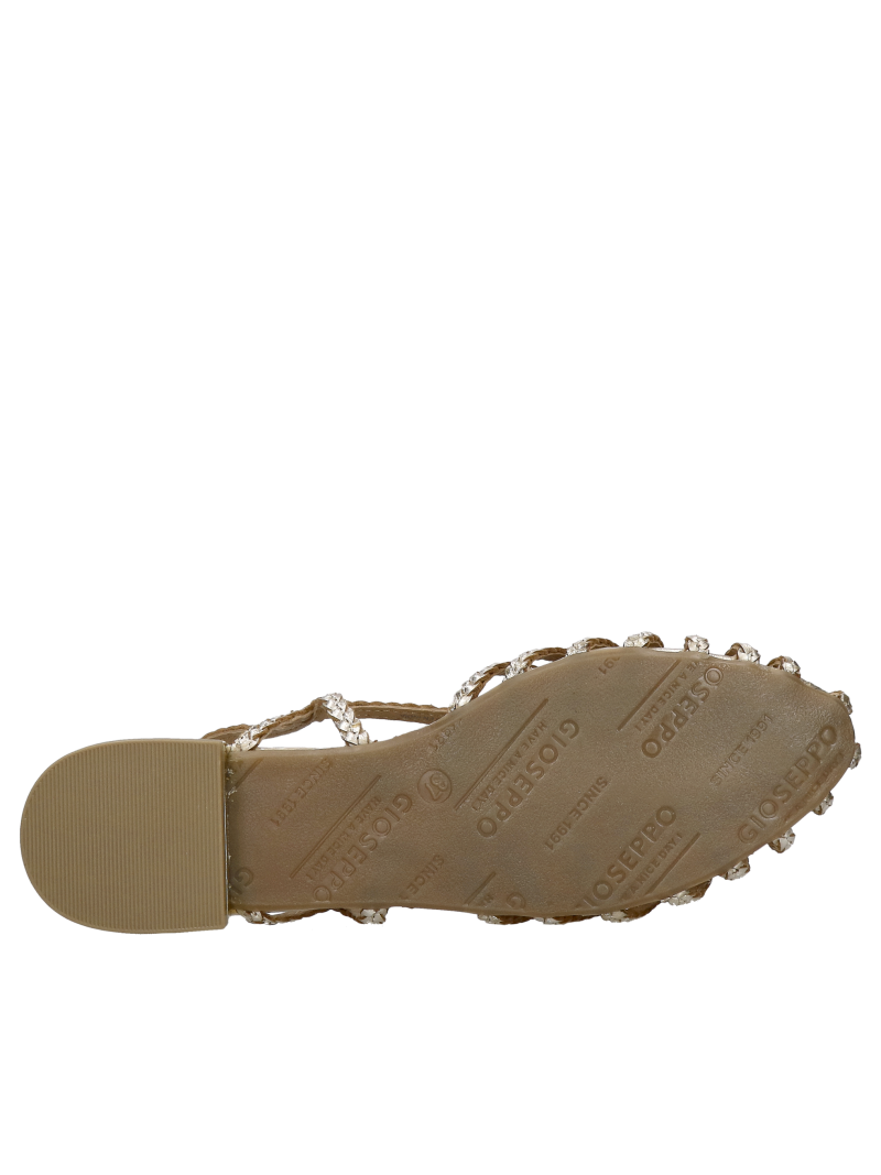 Women's woven sandals in gold leather, women's slingback shoes without heels, Konopka Shoes