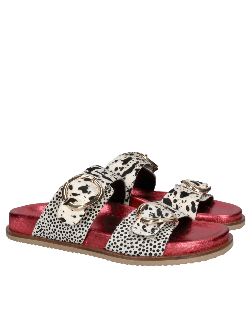 Women's leather flip-flops with soft insoles, flip-flops with animal motifs