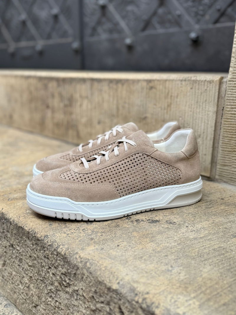 Men's summer sneakers with thick soles for wider feet, fashionable leather openwork sneakers