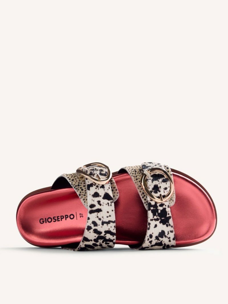 Women's leather flip-flops with soft insoles, flip-flops with animal motifs