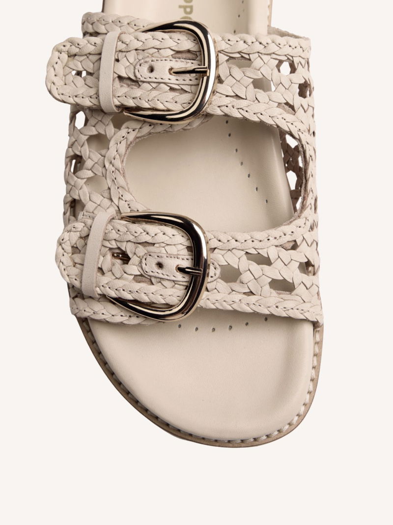 Comfortable women's sandals made of woven leather in beige, women's sandals with thick soles, Gioseppo, Konopka Shoes, GI0045-03