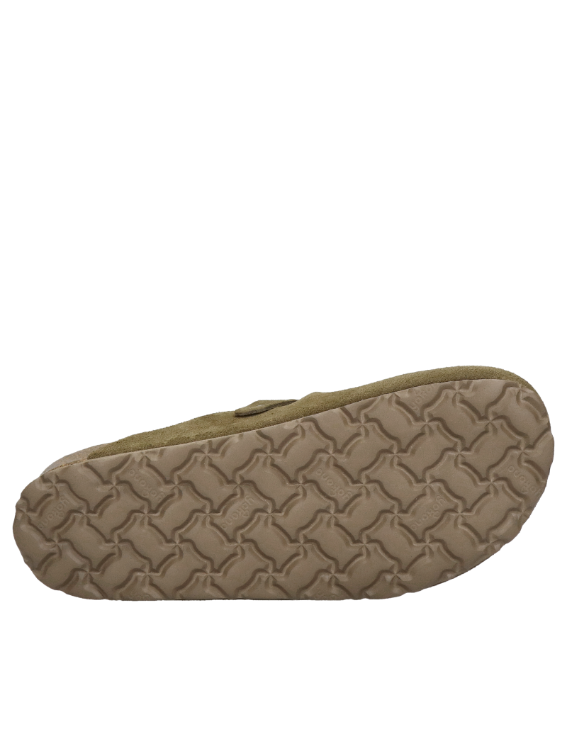 Women's suede mules with a closed front, comfortable natural leather flip-flops