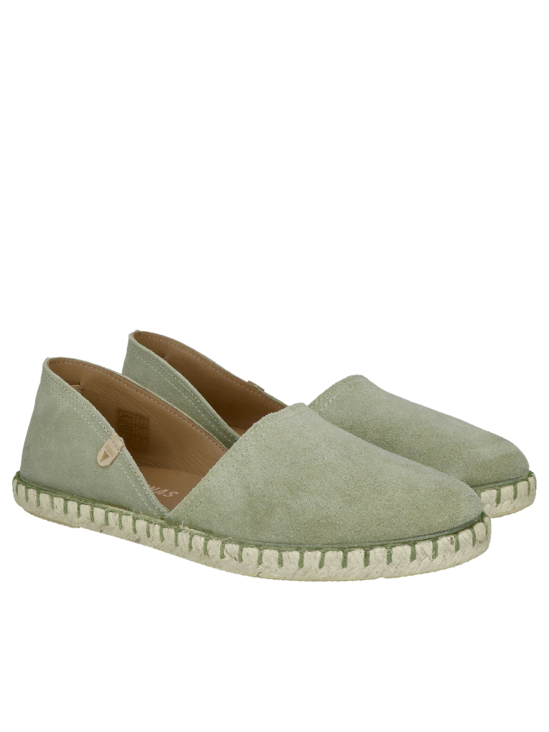 Summer green slip-on espadrilles—ultra-soft and comfortable shoes for spring