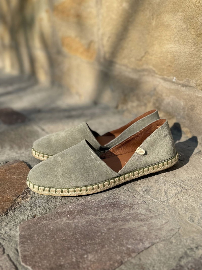 Summer green slip-on espadrilles—ultra-soft and comfortable shoes for spring