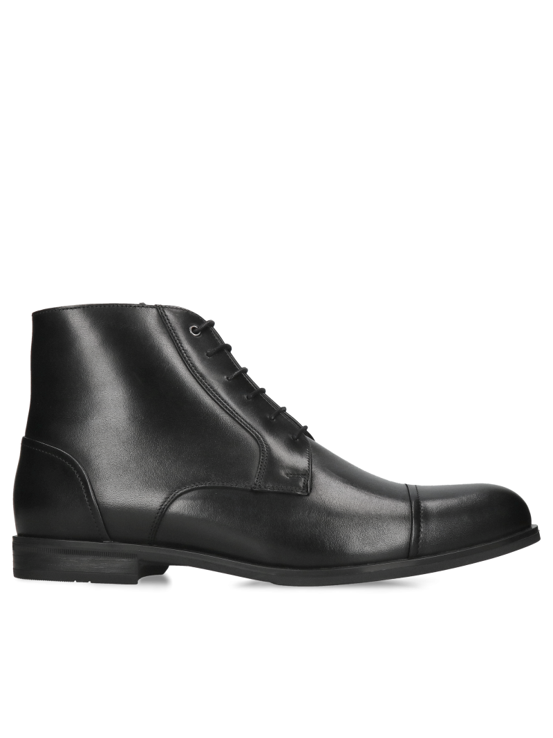 Elegant men's high-top boots with light insulation, black winter boots