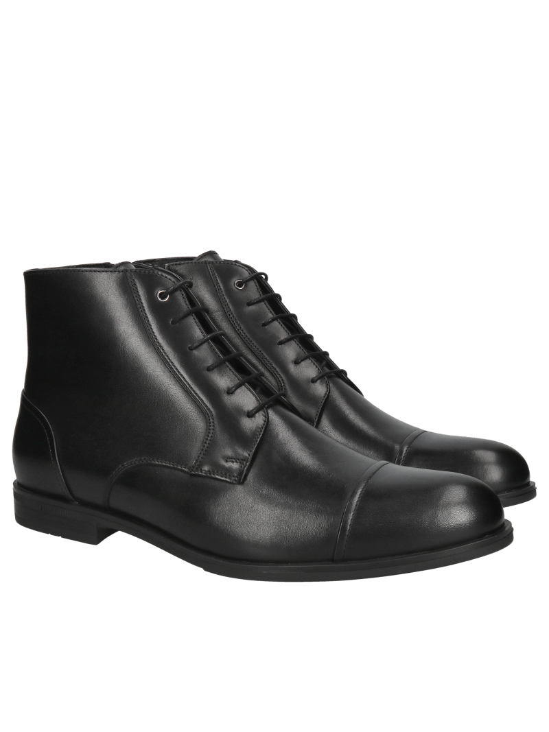 Elegant men's high-top boots with light insulation, black winter boots