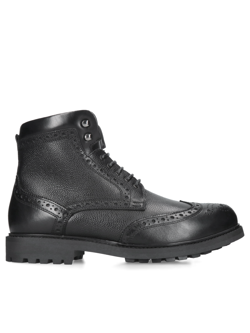 Men's casual winter boots lined with natural sheepskin, men's winter ankle boots