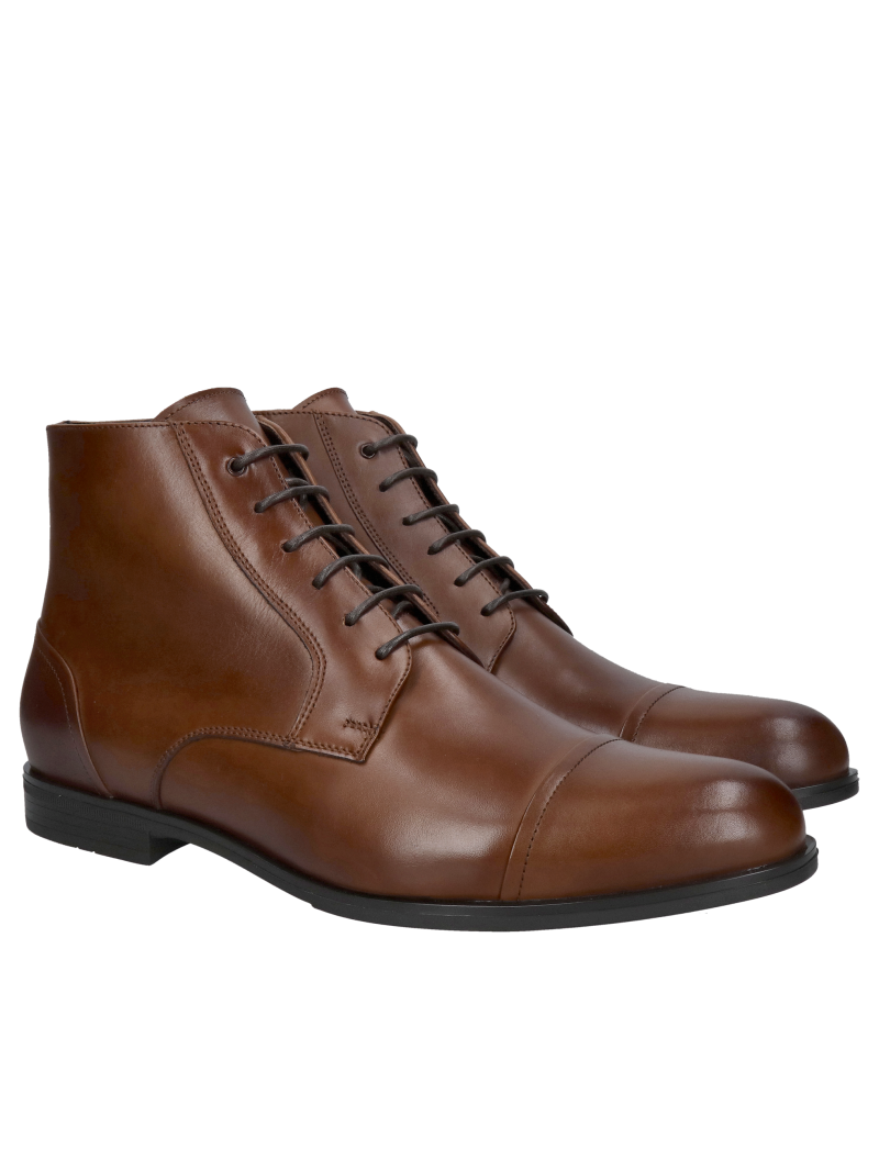 Men's brown winter boots with light insulation, elegant men's ankle boots