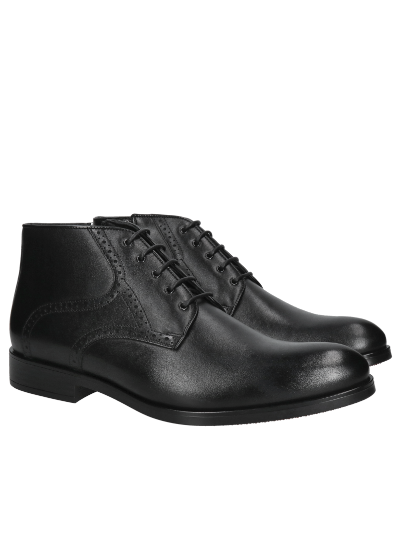 Men's black boots with natural sheepskin lining—warm and comfortable men's ankle boots