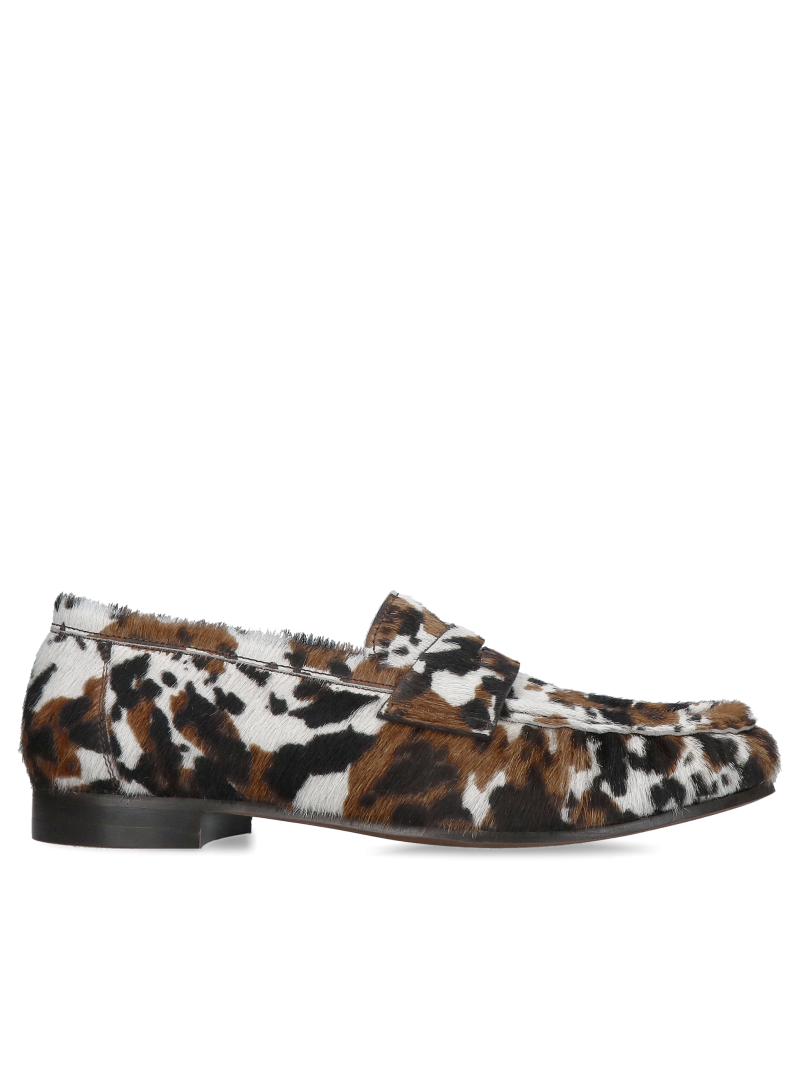 Women's loafers with an animal print, premium women's shoes with an animal print