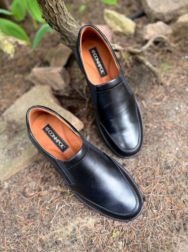 Men's slip-on shoes, wide fit, soft insoles, Polish brand.
